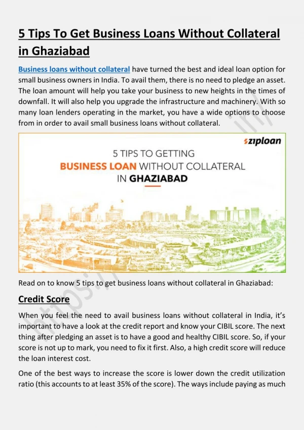 5 Tips To Get Business Loans Without Collateral in Ghaziabad