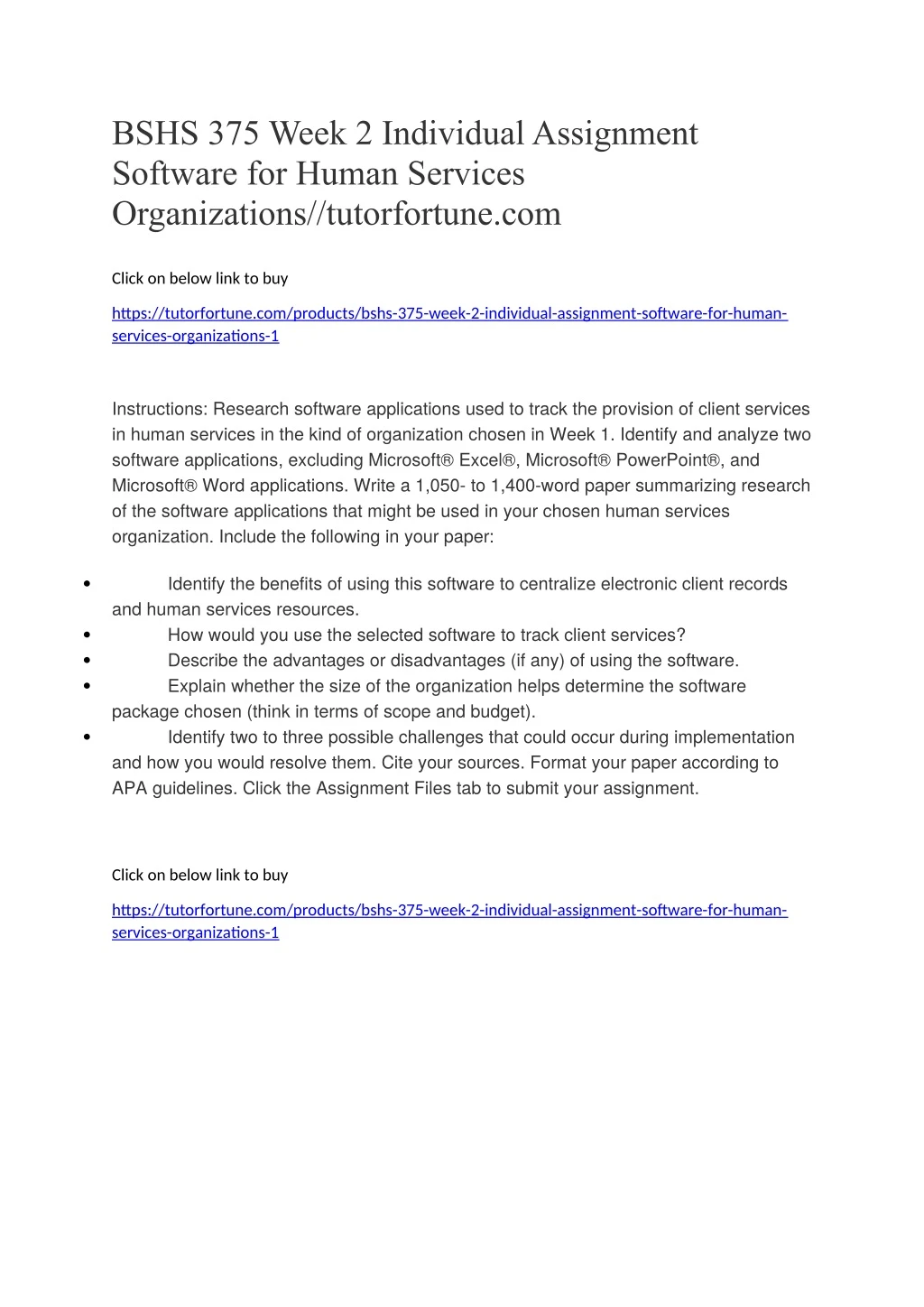 bshs 375 week 2 individual assignment software