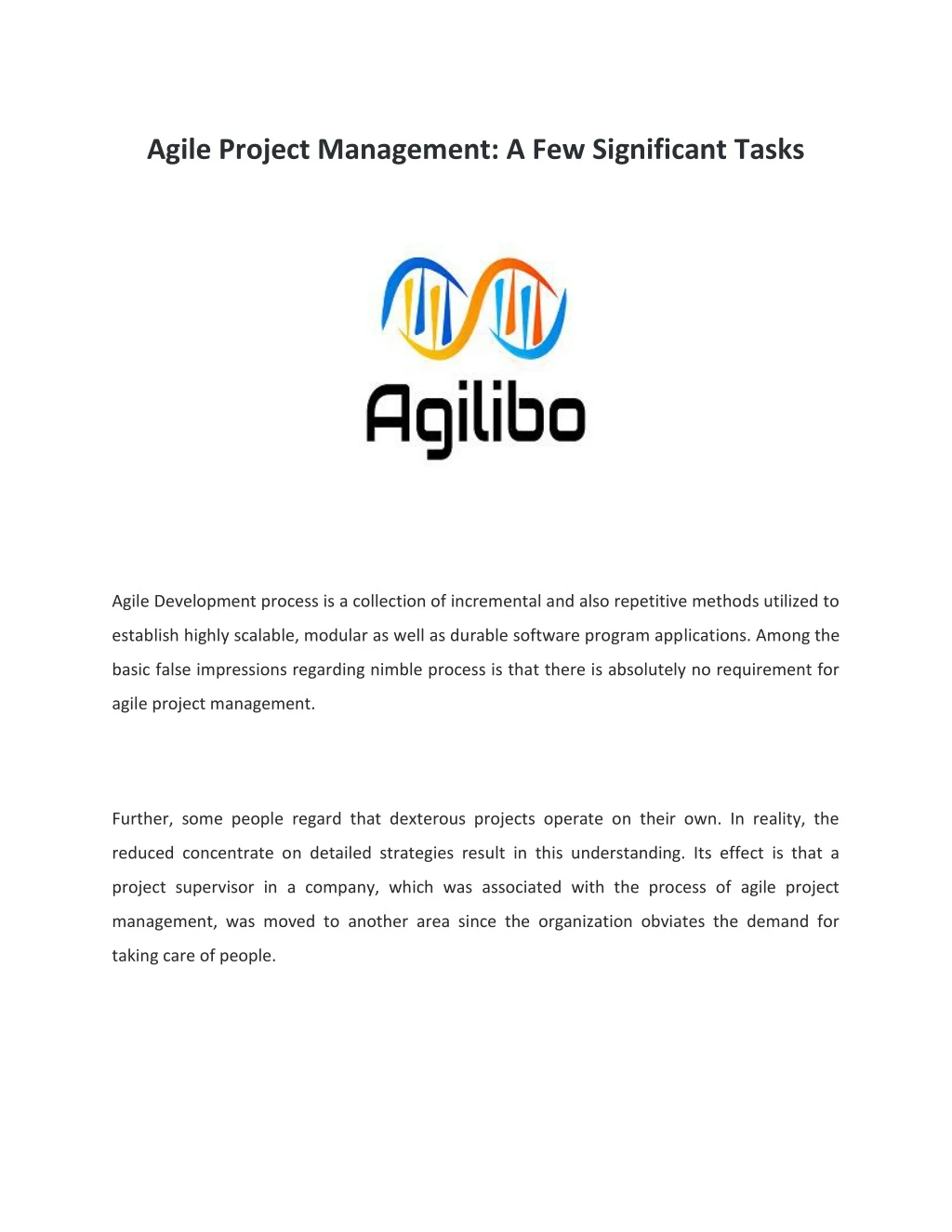 agile project management a few significant tasks