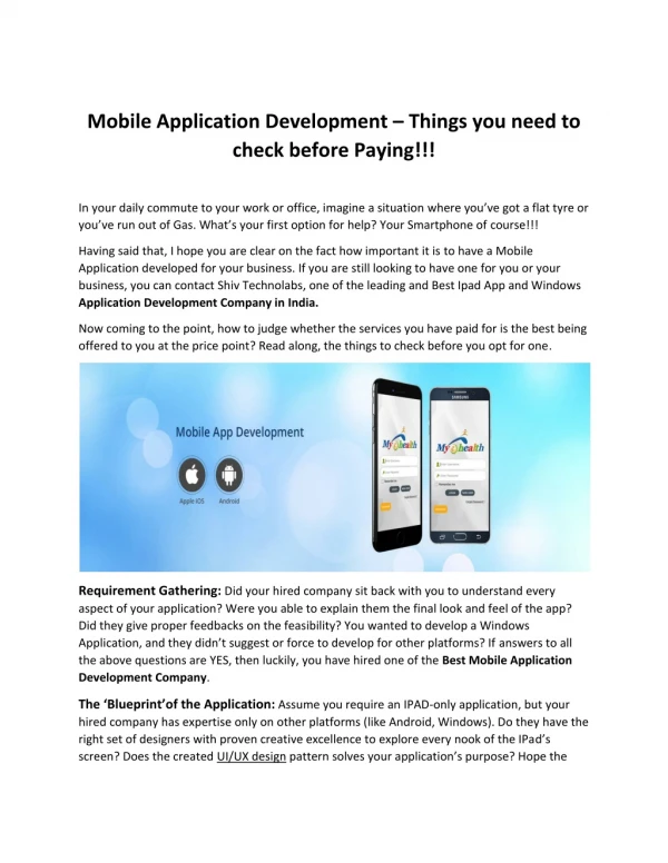 Best Mobile application development company