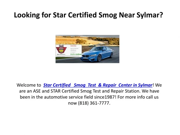 Looking for Star Certified Smog Near Sylmar?