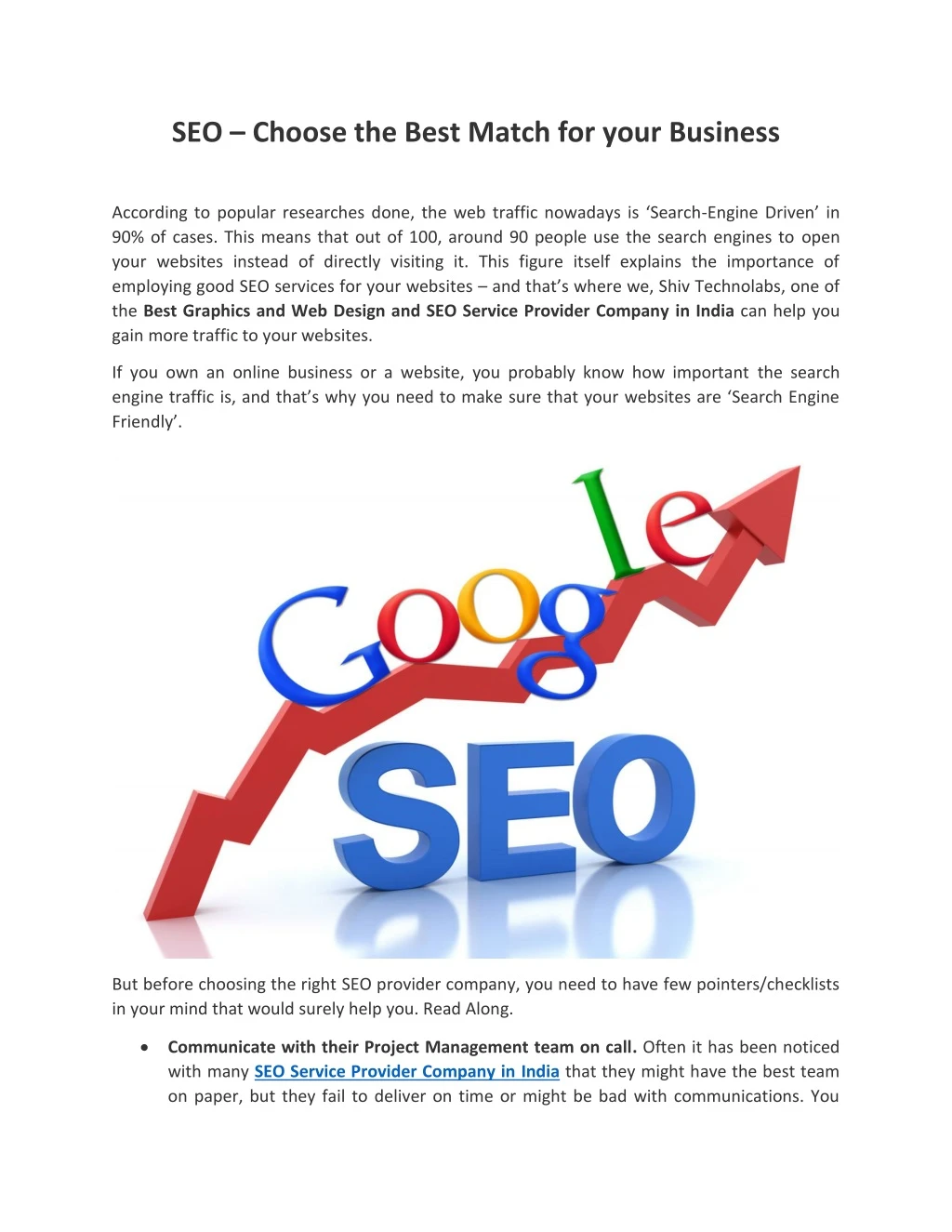seo choose the best match for your business
