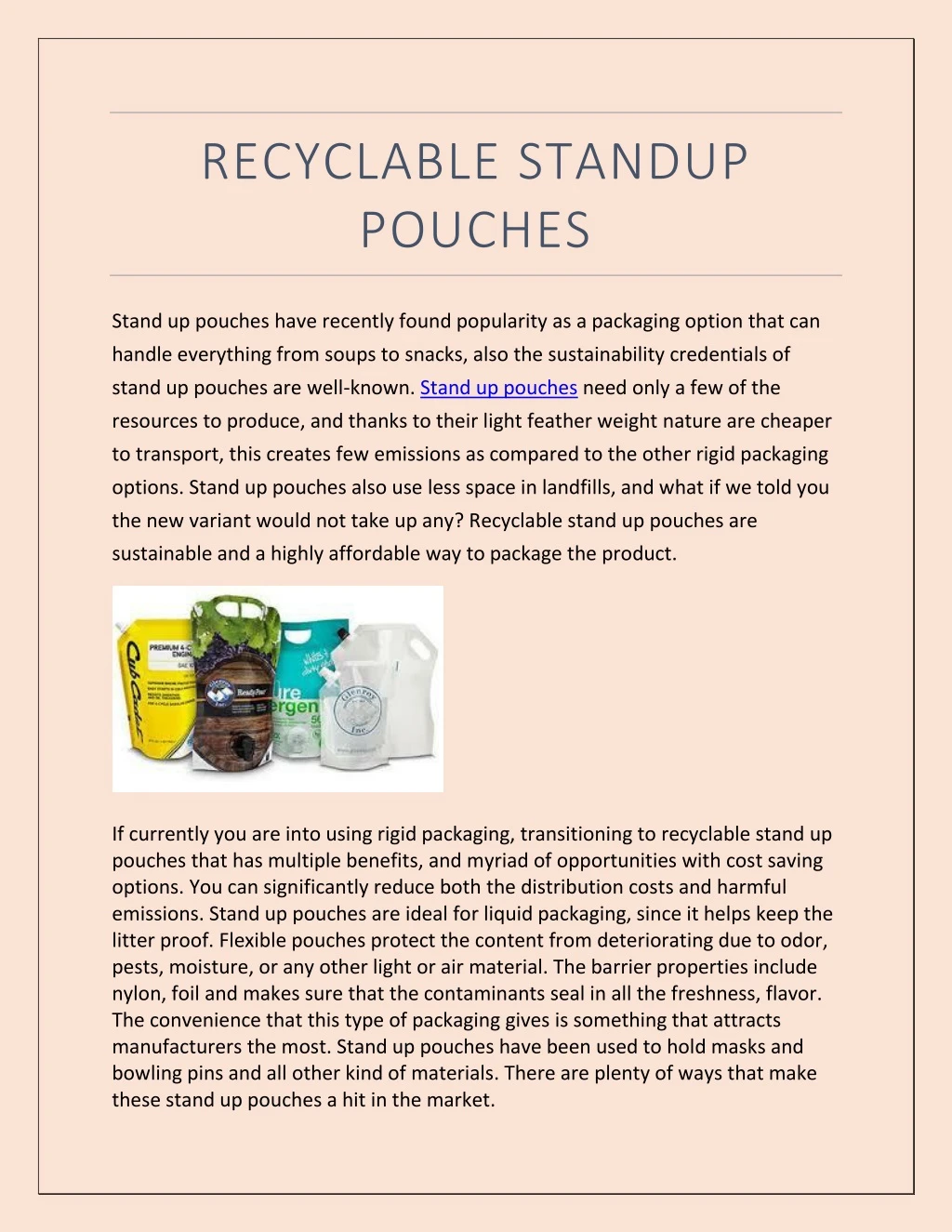 recyclable standup pouches