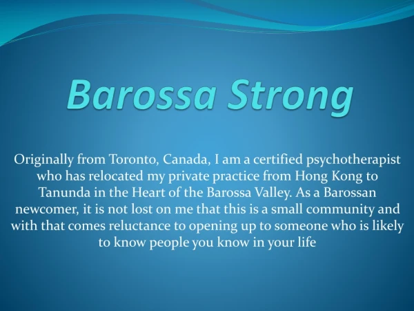 Barossa Anxiety Therapy-Barossa Strong