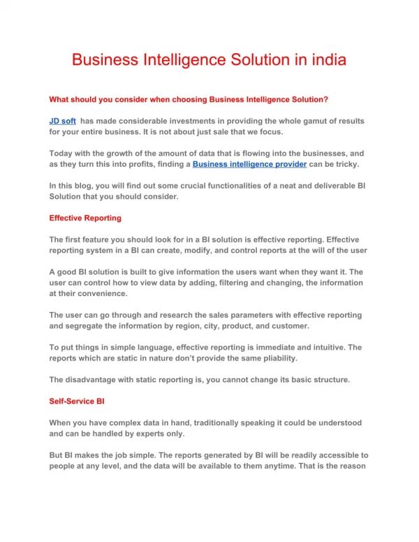 Best Business Intelligence Software in India