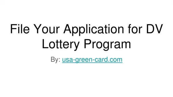 File Your Application for DV Lottery Program
