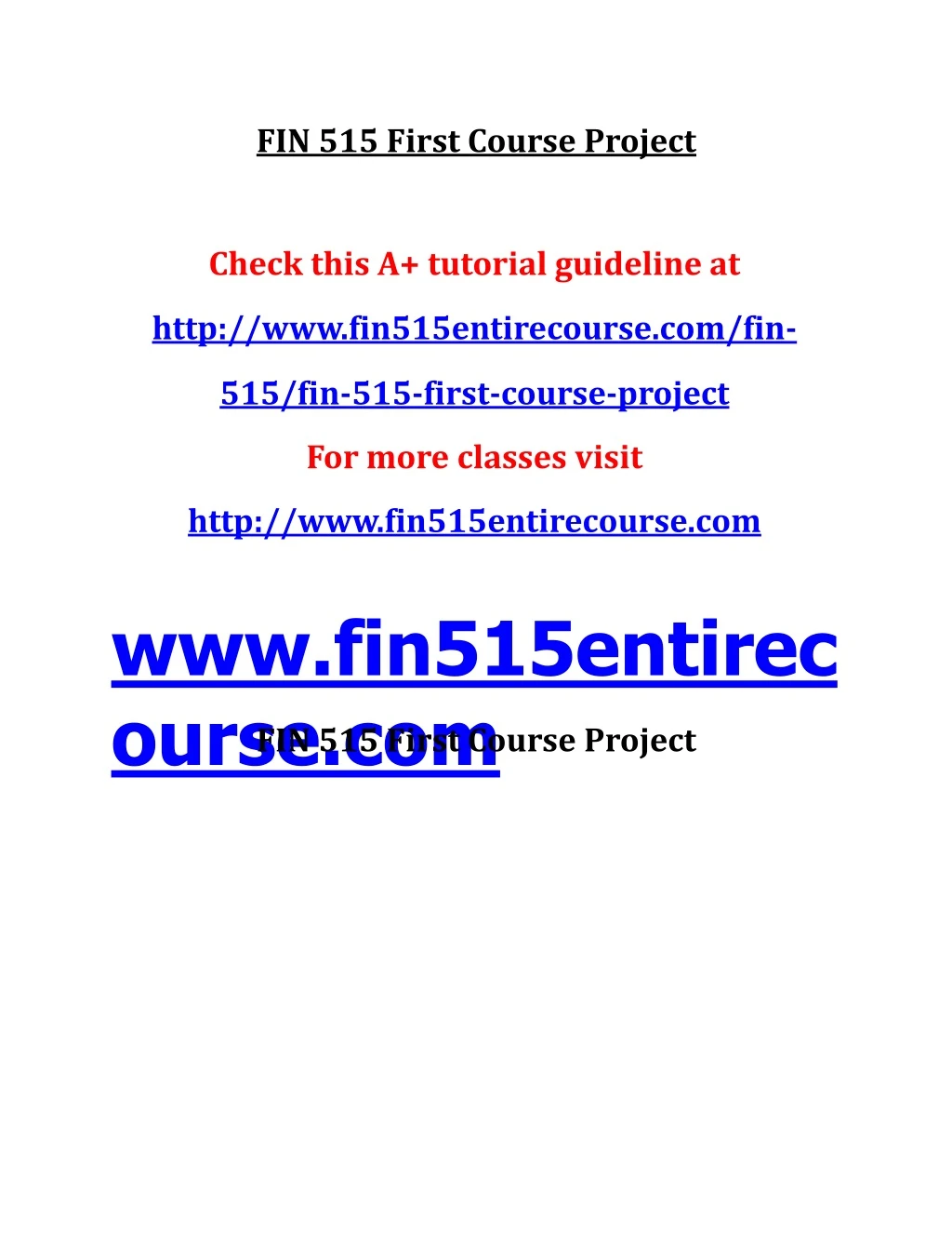 fin 515 first course project