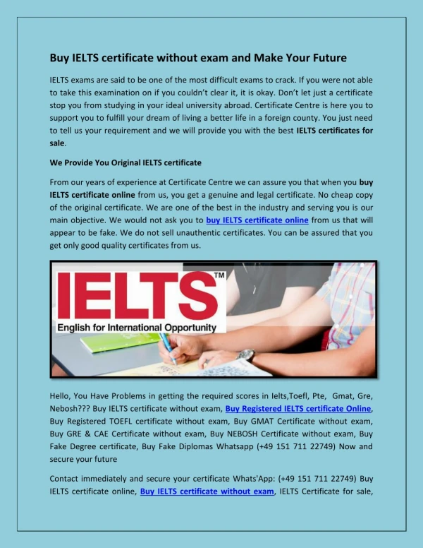 Buy IELTS certificate without exam and Make Your Future