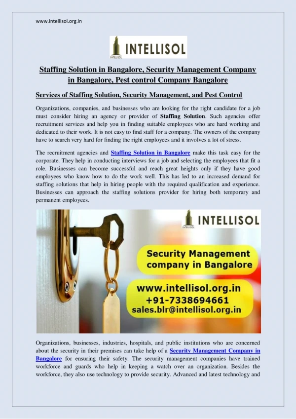 Security Management Company in Bangalore