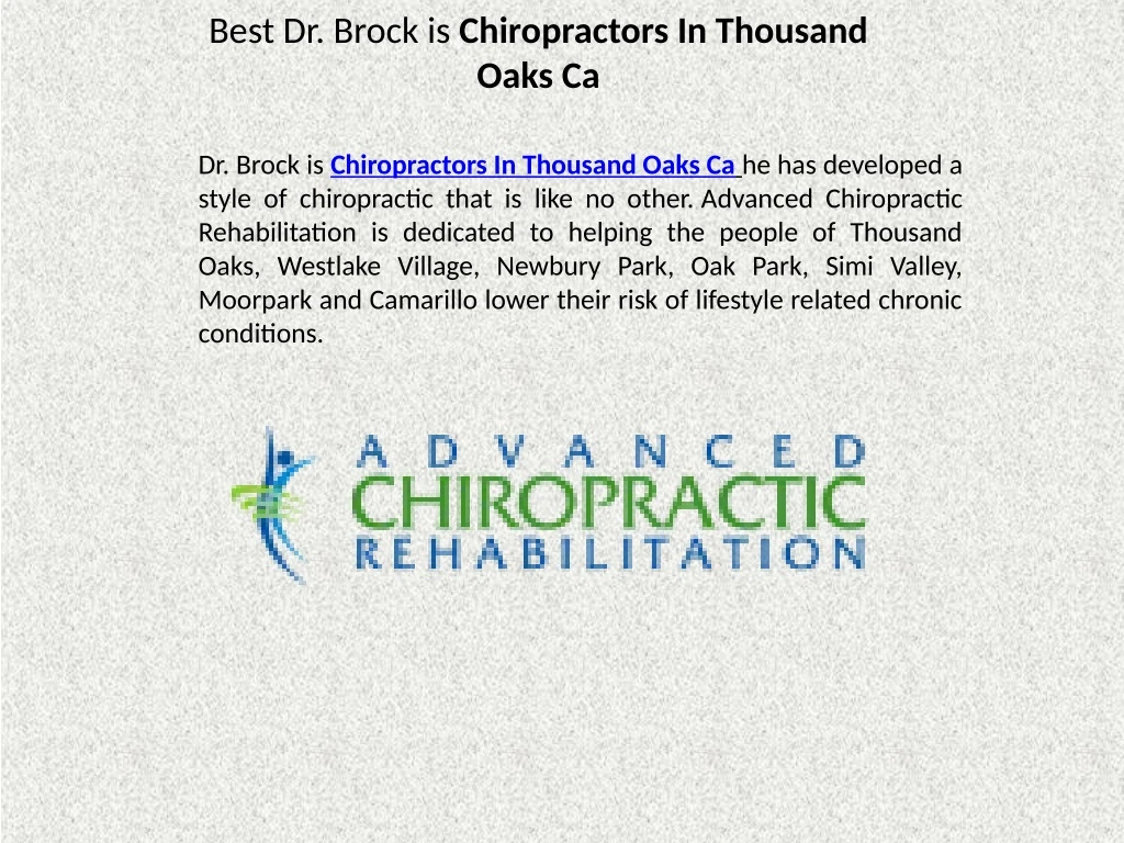best dr brock is chiropractors in thousand oaks ca