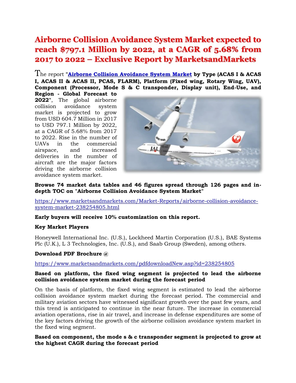 airborne collision avoidance system market