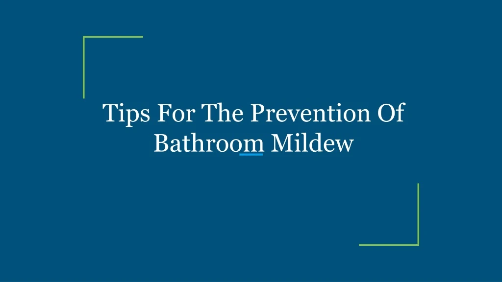 tips for the prevention of bathroom mildew