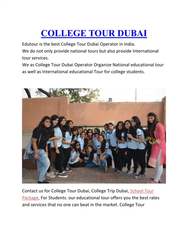 College Tour Dubai | School Tour Package | College Trip Dubai