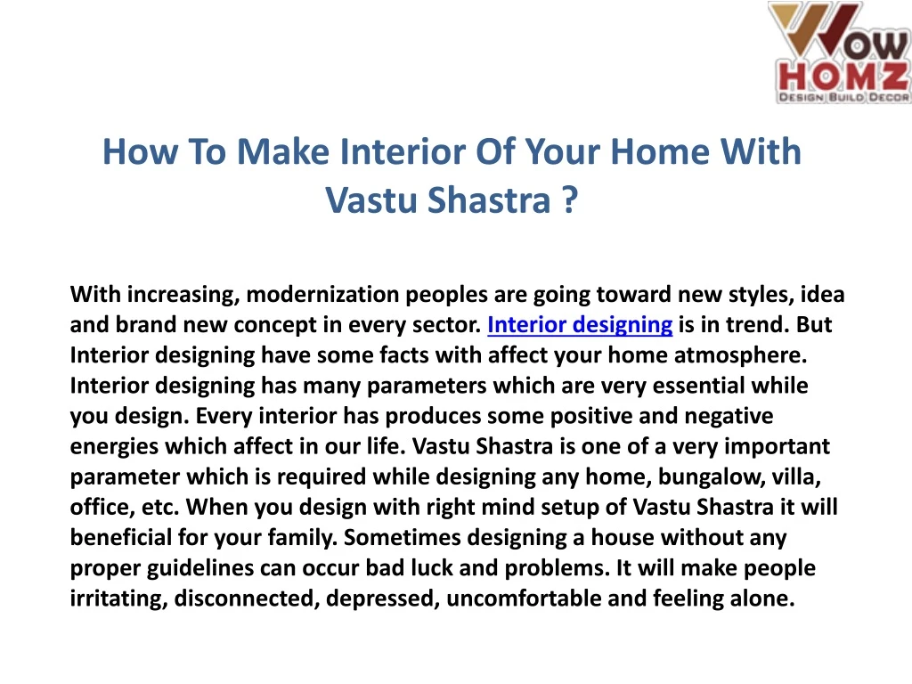 how to make interior of your home with vastu