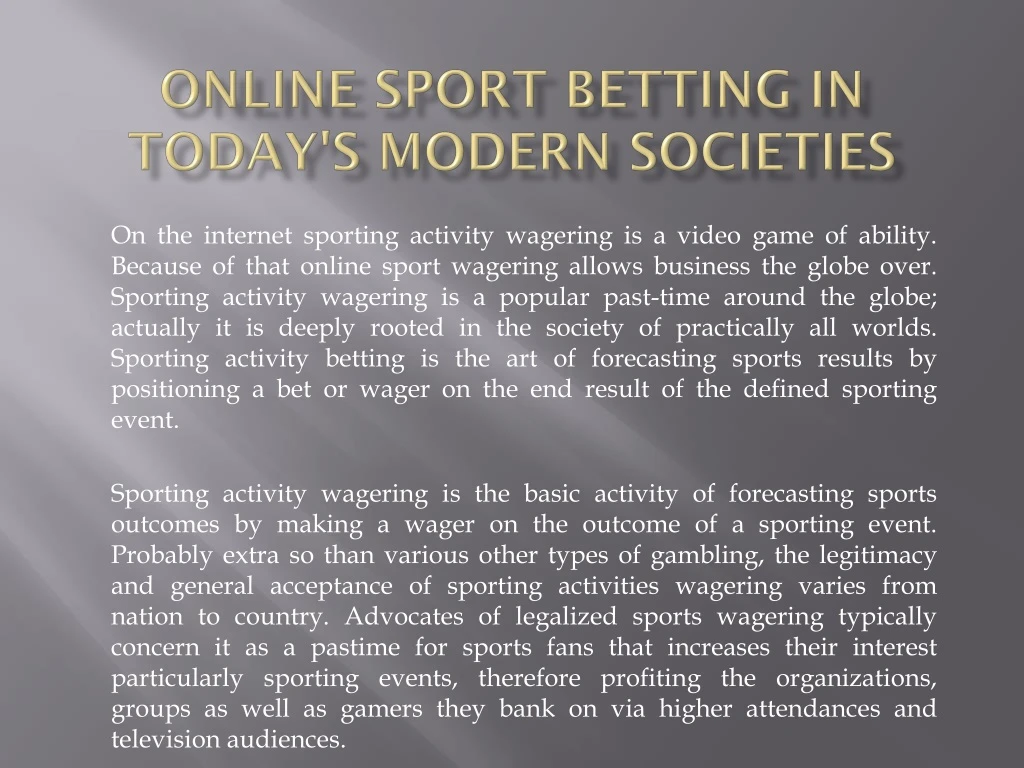 online sport betting in today s modern societies