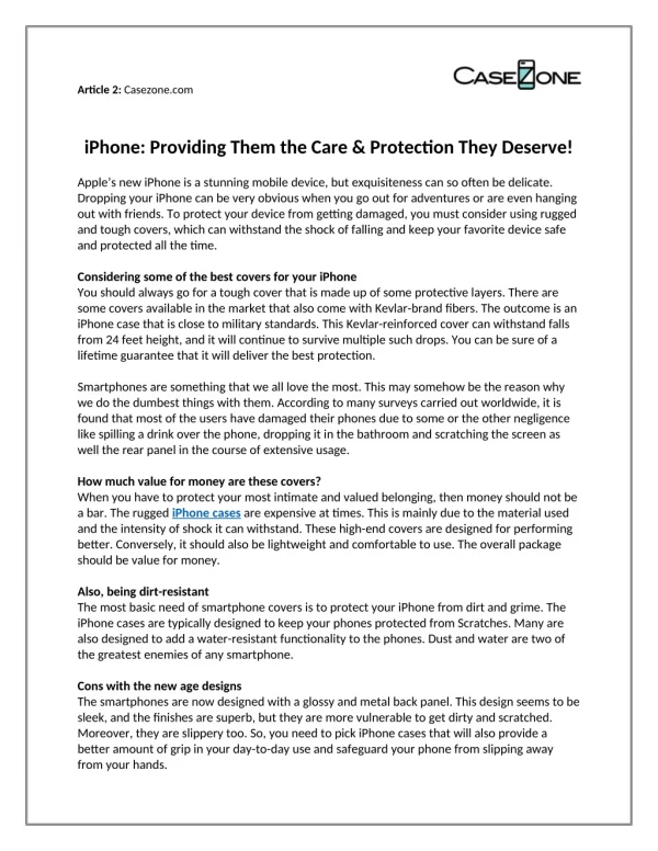 iPhone: Providing Them the Care & Protection They Deserve!