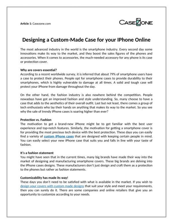 Designing a Custom-Made Case for your IPhone Online