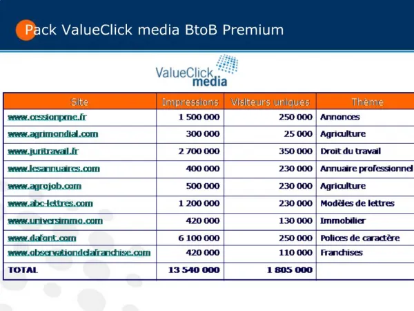 Pack ValueClick media BtoB Premium