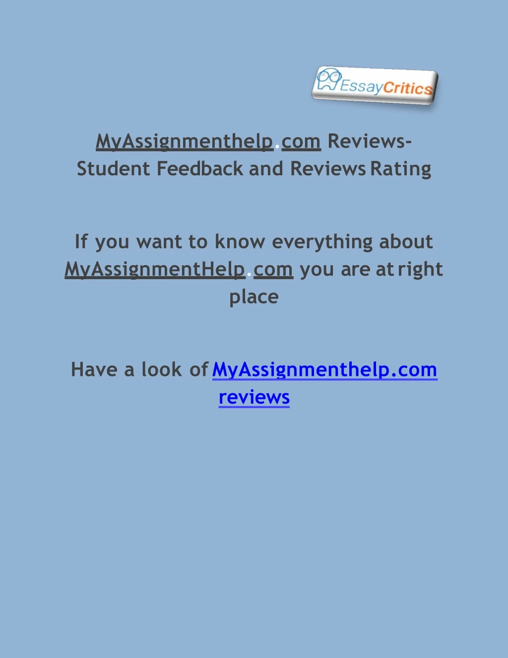 myassignmenthelp com reviews student feedback