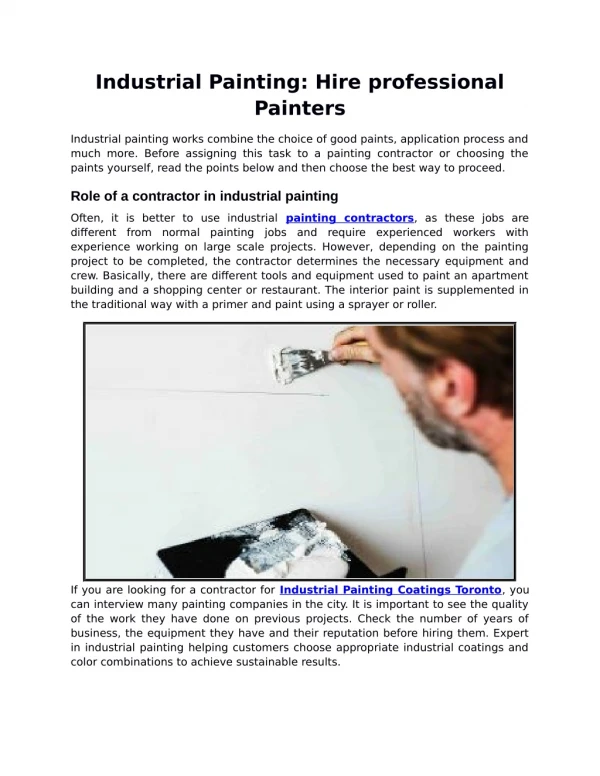 Industrial Painting: Hire professional Painters