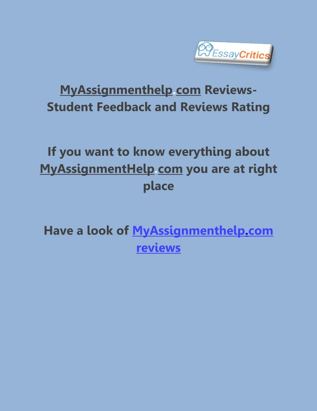 myassignmenthelp com reviews student feedback