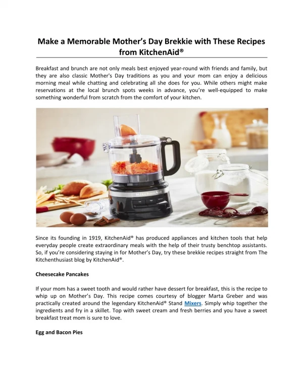 Make a Memorable Mother’s Day Brekkie with These Recipes from KitchenAid®