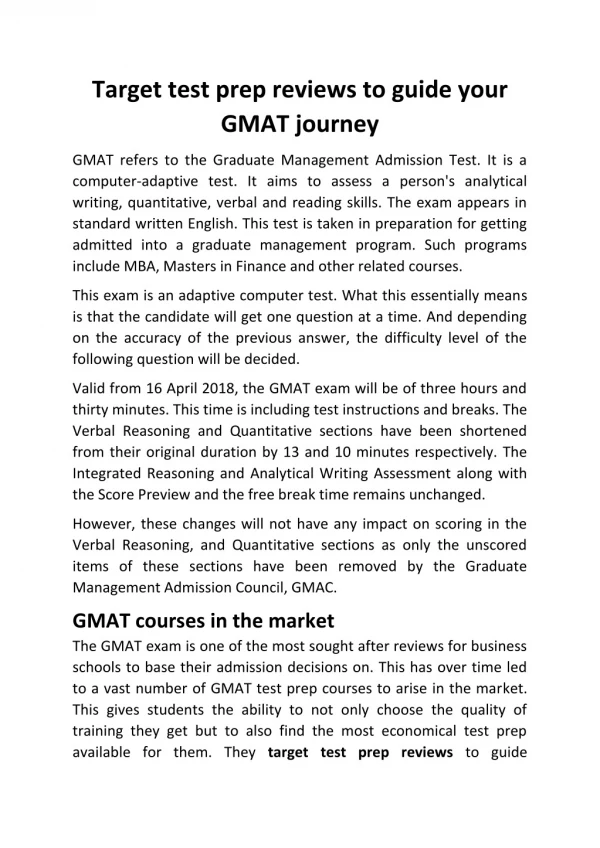 Target test prep reviews to guide your GMAT journey