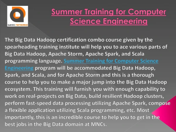 Top Summer Training for Computer Science Engineering