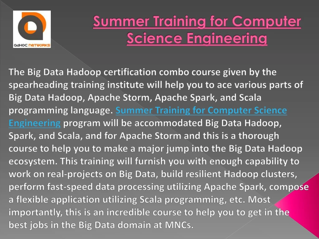 summer training for computer science engineering