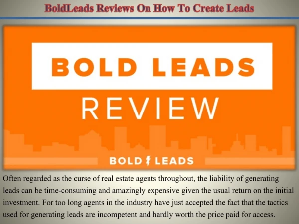 BoldLeads Reviews On How To Create Leads