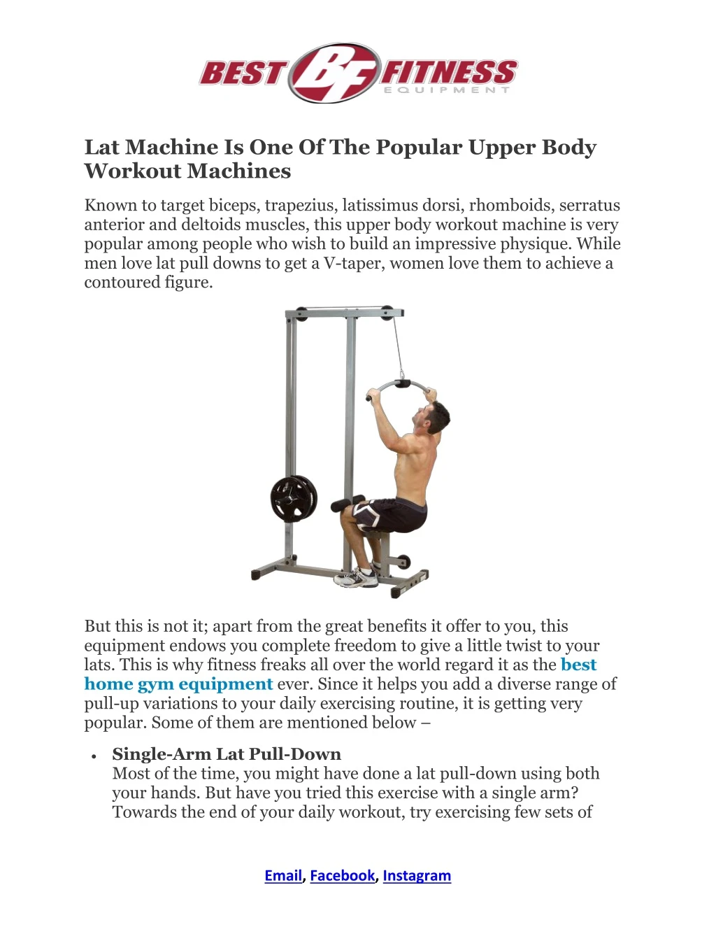 lat machine is one of the popular upper body