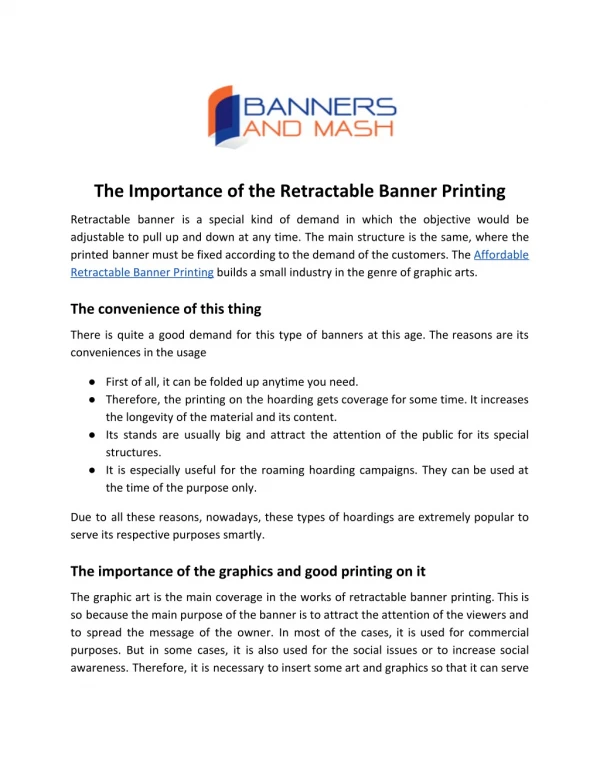 The Importance of the Retractable Banner Printing