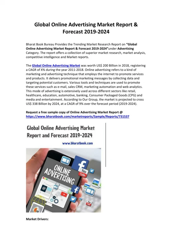 Global Online Advertising Market Report & Forecast 2019-2024