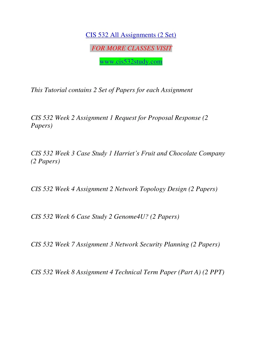 cis 532 all assignments 2 set