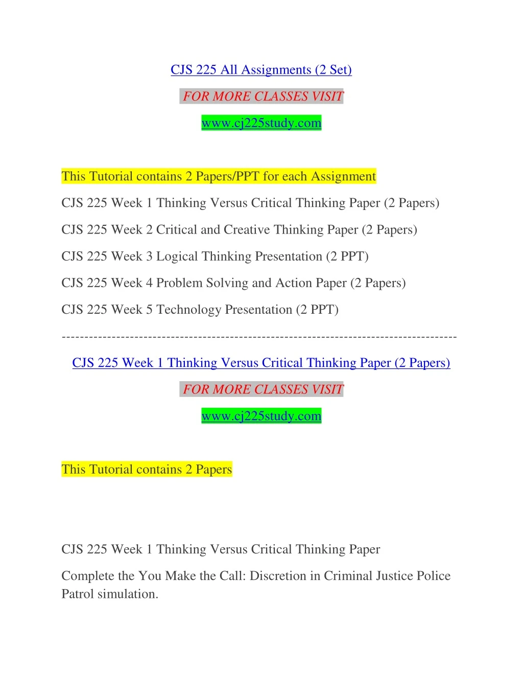 cjs 225 all assignments 2 set