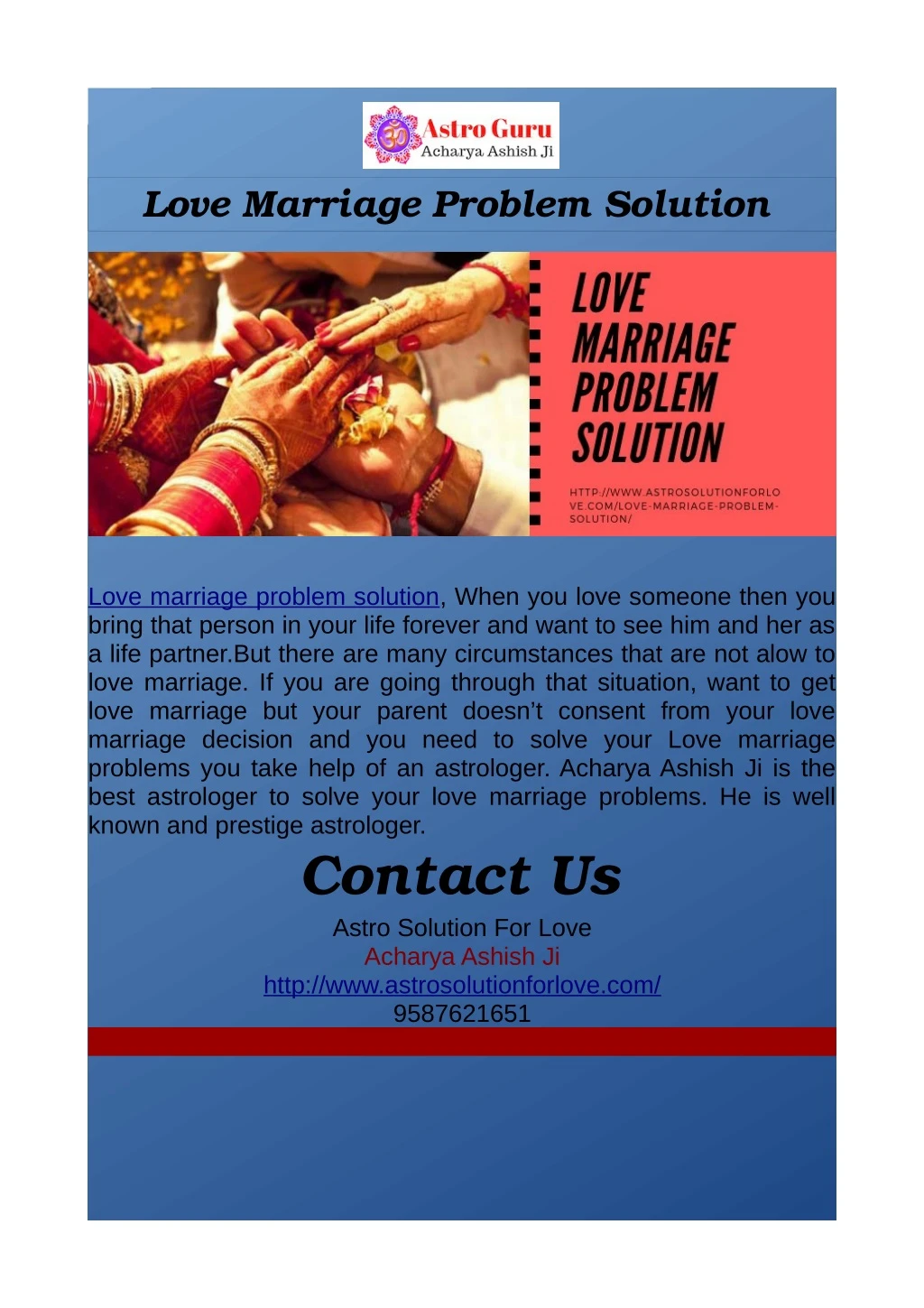 love marriage problem solution