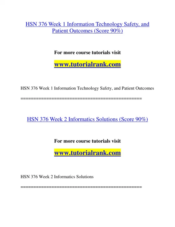 HSN 376 Inspiring Innovation/tutorialrank.com