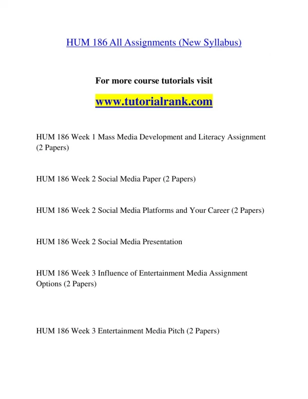 HUM 186 Inspiring Innovation/tutorialrank.com