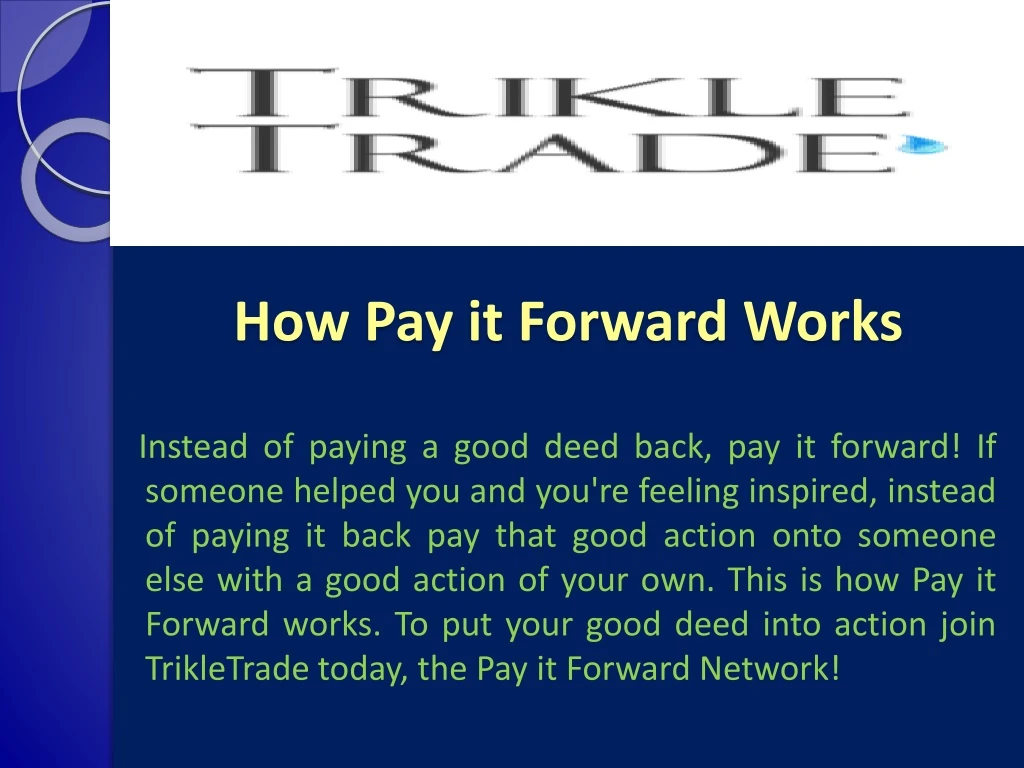 how pay it forward works
