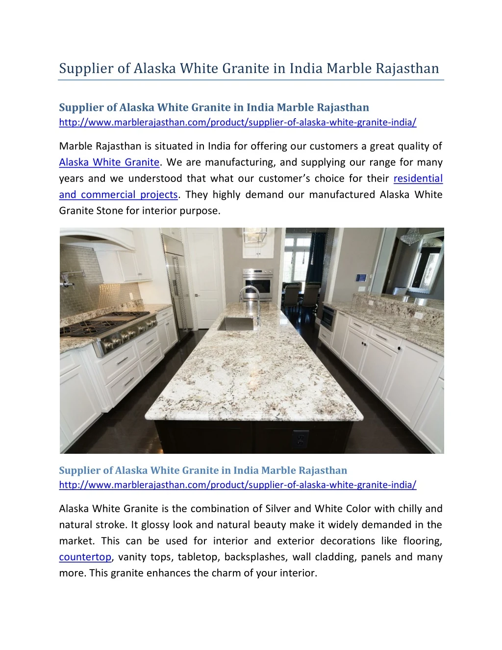 supplier of alaska white granite in india marble