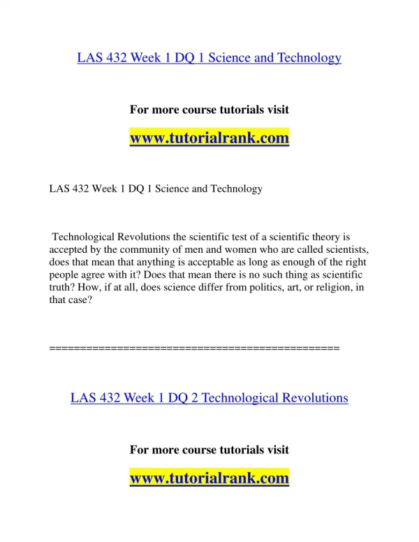 LAS 432 Inspiring Innovation/tutorialrank.com