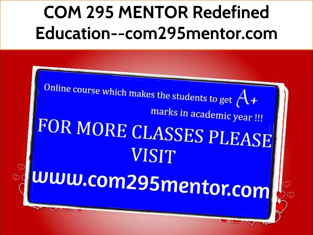 com 295 mentor redefined education com295mentor