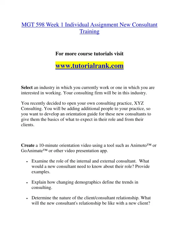 MGT 598 Inspiring Innovation/tutorialrank.com