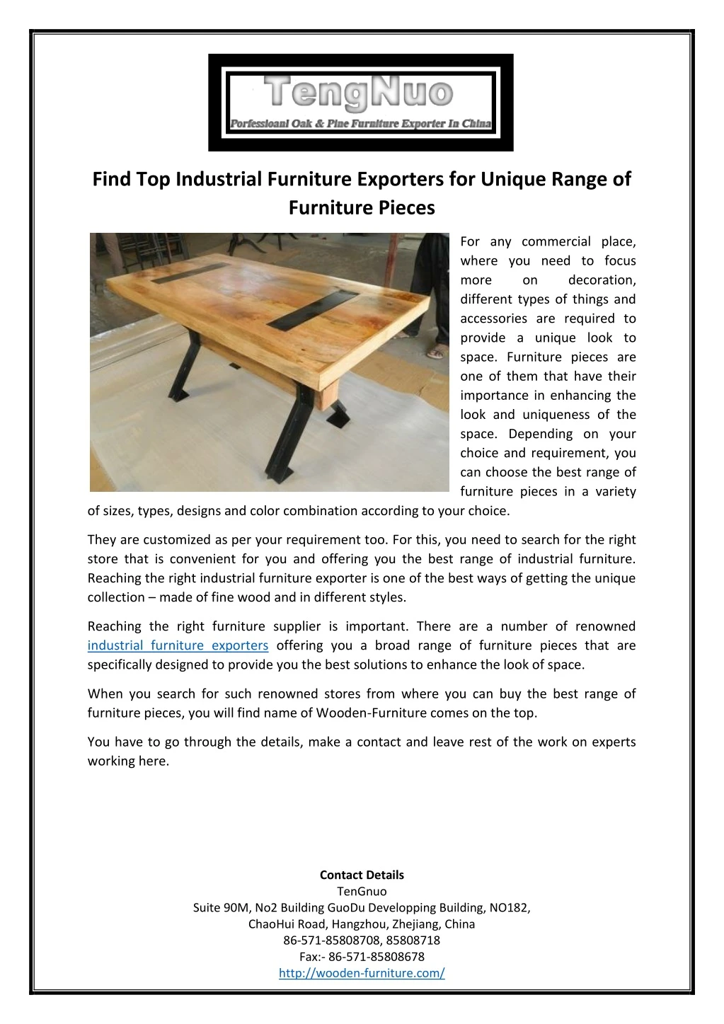 find top industrial furniture exporters
