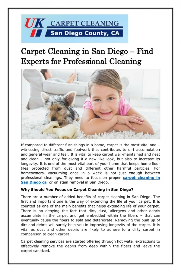Carpet Cleaning in San Diego – Find Experts for Professional Cleaning
