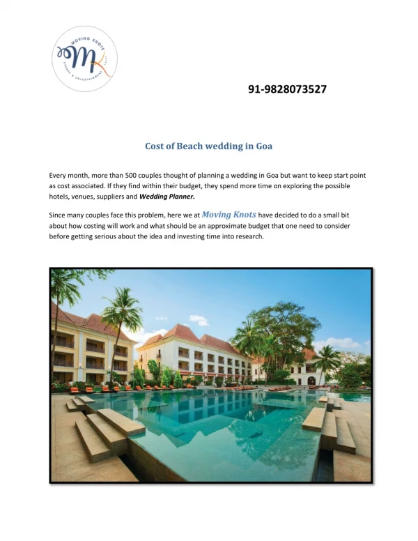 Cost of Beach wedding in Goa