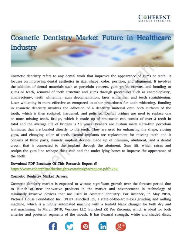 Cosmetic Dentistry Market Future in Healthcare Industry