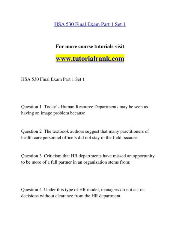 hsa 530 final exam part 1 set 1