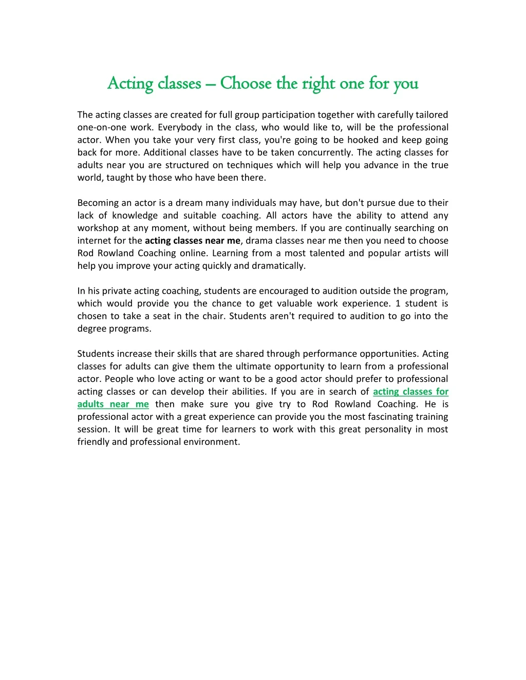 acting classes acting classes choose the right