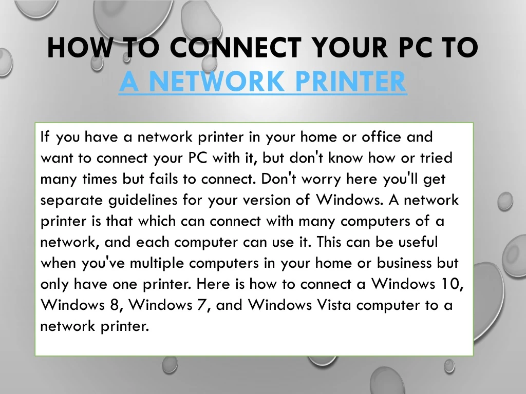 how to connect your pc to a network printer
